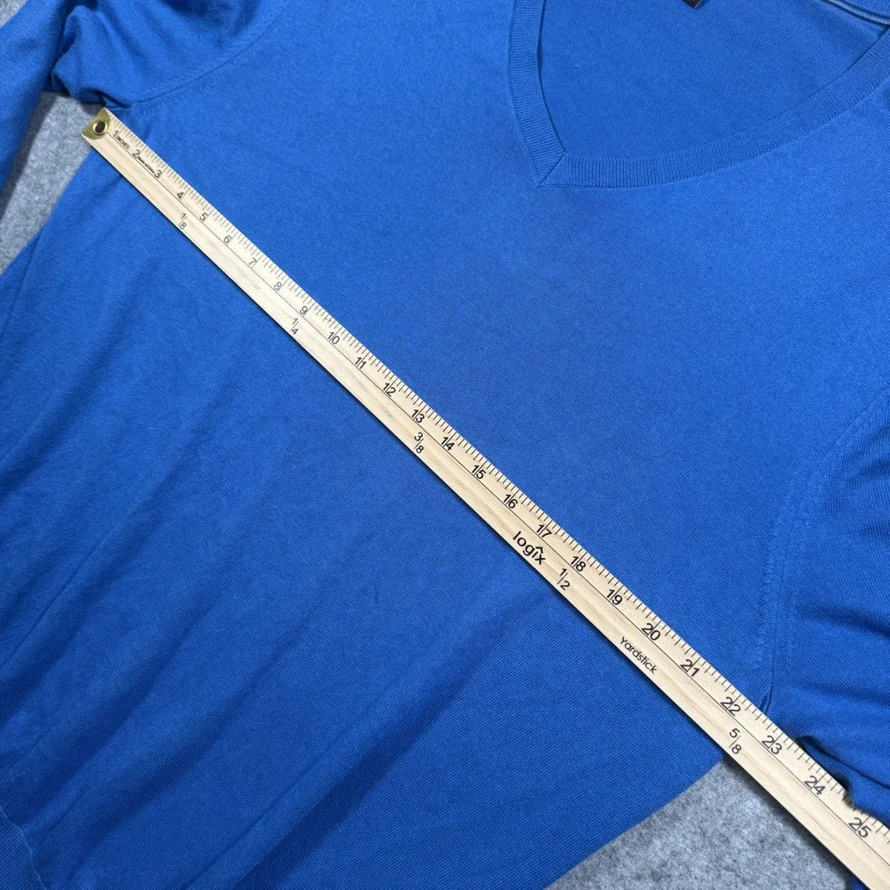 Banana Republic Luxury Blend V-Neck Sweater XL Blue Silk Cotton Cashmere